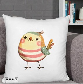 Perna Decorativa Pui Kawaii Pastel Dungat, 40x40 cm, Alb Pufos, Husa Detasabila, Perna Inclusa, BEKZ®