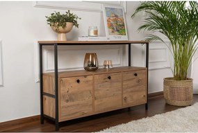 Masă consolă în culoare naturală cu aspect de lemn de pin 29,5x120 cm Solace – Kalune Design