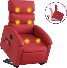 vidaXL Fotoliu de masaj rabatabil vertical, roșu, piele ecologică