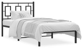 374234 vidaXL Cadru pat metalic cu tăblie, negru, 90x200 cm