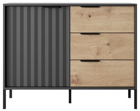Comodă Rastafa D3S (Stejar artisan + Negru). 1071381