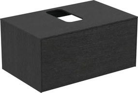 Dulap baza suspendat Ideal Standard Atelier Conca finisaj stejar inchis 1 sertar si blat cu decupaj central 80 cm