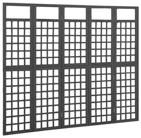 316484 vidaXL Separator cameră 5 panouri negru 201,5x180 cm nuiele/lemn brad