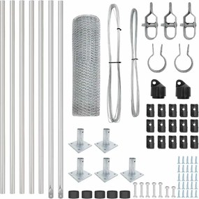 vidaXL Stâlp de gard. Argintiu 10 x 0,6 m (plasă de 13 mm) Oțel