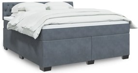 vidaXL Pat box spring cu saltea, gri închis, 180x200 cm, catifea