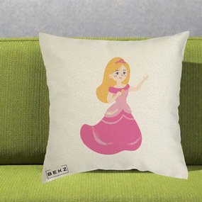 Perna Personalizata Printesa Roz cu Microfon, 40x40 cm, Ecru, Husa Detasabila, Perna Inclusa, BEKZ®
