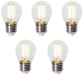 Set 5 becuri E27 3-staps dimbaar LED lamp P45 helder glas 5W 470 lm 2700K