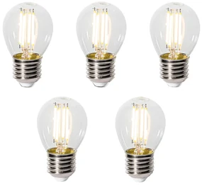 Set 5 becuri E27 3-staps dimbaar LED lamp P45 helder glas 5W 470 lm 2700K