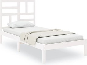 vidaXL Cadru de pat, alb, 100x200 cm, lemn masiv