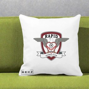 Perna Personalizata Rapid Fotbal Club 1923, 40x40 cm, Alba Mata, Husa Detasabila, Perna Inclusa, BEKZ®