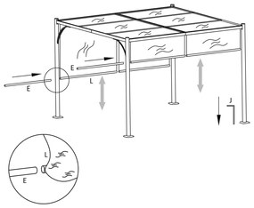 Pergola cu acoperis rabatabil, alb crem, 3 x 3 m, otel 1, Alb crem