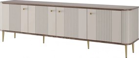 Dulap TV Vesper 4D 187 cm - cașmir / nuc / picioare aurii