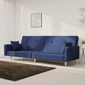 337326 vidaXL Canapea extensibilă cu 2 locuri, 2 perne, albastru, textil