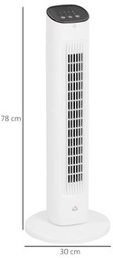 Ventilator turn HOMCOM cu telecomandă, 3 viteze, mod de repaus | Aosom Romania
