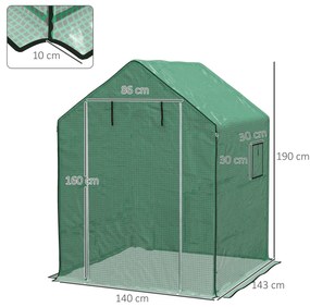 Outsunny Husa de Rezerva PE pentru Sera Calda 140x143x190cm cu Usa Rulabila Ferestre Plasa Verde | Aosom Romania