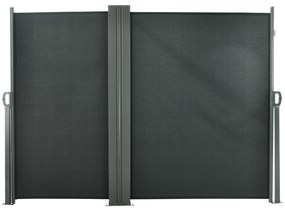 Outsunny Dublu Store lateral Panou de Confidențialitate paravan retractabil dim. 6L x 1,80H m Poliester Anti-UV Gri | Aosom Romania