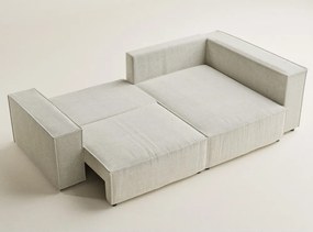 Colțar crem extensibil/cu spațiu de depozitare cu tapițerie din chenille (cu colț pe partea dreaptă/în formă de ”L”) Tonga – Maison de Rêve