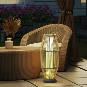 Outsunny Lampă Solară de Grădină cu Iluminare LED din Rattan, Gri | Aosom Romania