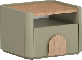 Noptieră Amilio 50 cm - eucalipt / stejar baltic dune / mânere stejar natural