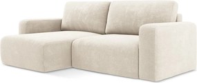 Colțar crem extensibil/cu spațiu de depozitare cu tapițerie din chenille (cu colț pe partea stângă/cu șezlong) Kona – Makamii
