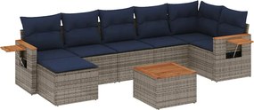 vidaXL Set canapele de grădină cu perne, 8 piese, gri, poliratan