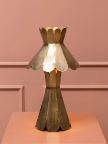 Lampă de masă din alamă antichizată, formă florală sculptată, finisaj vintage, 43×23 cm, „Corolle"