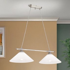 Lustra, Pendul realizat manual ARTDESIGN 2L, crom satinat/ alb opac