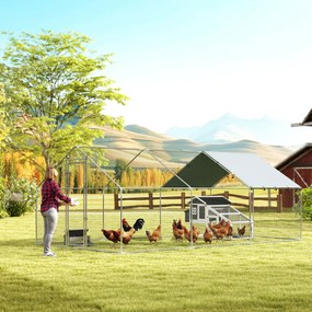 PawHut Coteț Exterior Mare din Oțel Galvanizat 5,1x3x1,9 m 15,3 m² cu Husă din Material Oxford și Încuietoare Argintiu | Aosom Romania