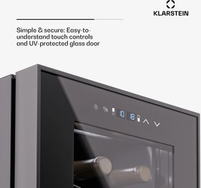 Klarstein Shiraz 27 Duo, frigider pentru vin, 2 zone, 83 l / 27 sticle, 5-18 / 5-18 °C, control tactil