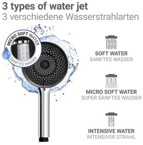 Set de duș argintiu din oțel inoxidabil 70 cm cu duș de mână, cu suport glisant Softwater – Wenko