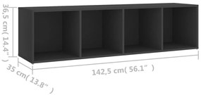 Comoda TV, gri, 142,5x35x36,5 cm, PAL 1, Gri, 142.5 x 35 x 36.5 cm