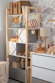 Biblioteca Pinette alb/gri/pin H190,3 cm