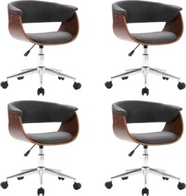 vidaXL Scaune de bucătărie pivotante, 4 buc., gri, textil