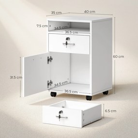 HOMCOM comoda din lemn, cu sertar, 40x35x60 cm, alb | Aosom Ro