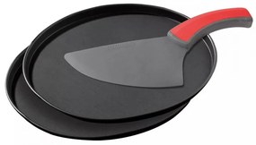 Set 2 tavi pentru pizza cu taietor Zenker 7513, 29 cm, Teflon, Negru