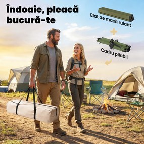 Outsunny Masă de Camping Pliabilă 116 cm, Masă de Picnic Impermeabilă cu Blat Rulabil și Cadru Metalic, Verde | Aosom Romania