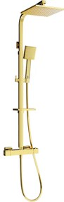 Mexen CQ45 set de duș cu pară de tip ploaie și baterie termostatică, Aurie - 772504595-50