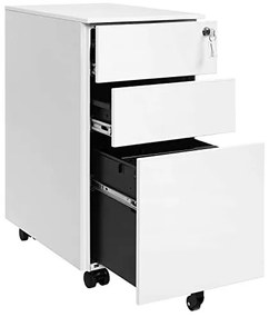 Corp mobil pentru birou / rollbox, 45 x 30 x 60 cm, metal, alb, Songmics