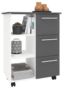 Corp Mobil Loma, 3 Sertare, 3 Rafturi, Antracit/Alb, 64 x 35 x 85 cm