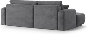 Coltar extensibil stanga 5 locuri, modular, cu lada depozitare, Ella, Micadoni Home, 271x174x94 cm, tesatura structurata chenille, gri