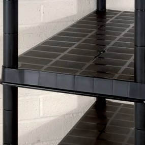 Raft de depozitare cu 5 polite, negru, 255x40x185 cm, plastic 255 x 40 x 185 cm, 1