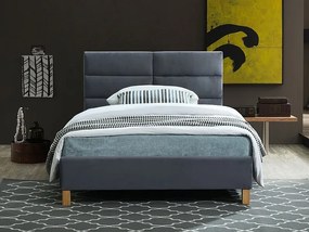 Pat tapiţat SIERRA VELVET 120 x 200 cm culoare gri/stejar