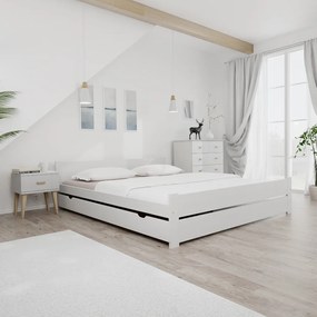 Pat dublu Culoare alb, IKAROS DOUBLE 180 x 200 cm Saltele: Fara saltea, Somiera pat: Cu lamele drepte