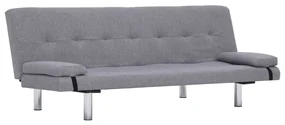 282183 vidaXL Canapea extensibilă cu două perne, gri deschis, poliester