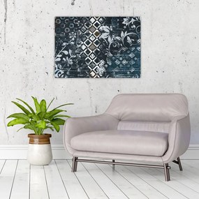Tablou pe sticlă - Decorațiuni flori (70x50 cm)