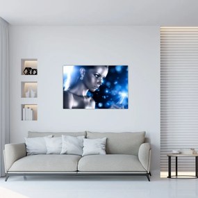 Tablou - Femeia, sclipici albastru (90x60 cm)