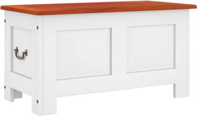 vidaXL Cufăr de depozitare cu capac, maro și alb, lemn masiv de acacia