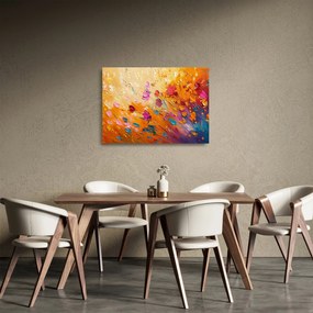 Tablou pe sticlă - Pictură flori colorate (70x50 cm)