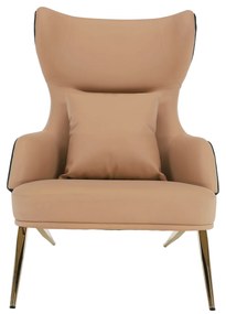Fotoliu de lux de design, piele ecologică camel / neagră, ARTES
