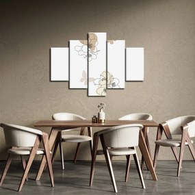 Tablou - Flori bej cu fluture N⁰2 (150x105 cm)